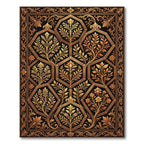 Ornate Black and Gold Hexagonal Floral Rug