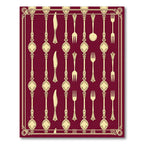 Crimson Gold Ornate Cutlery Repeat Rug