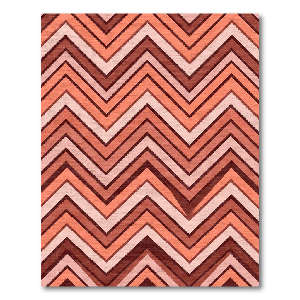 Coral Pink Chevron Stripes Rug