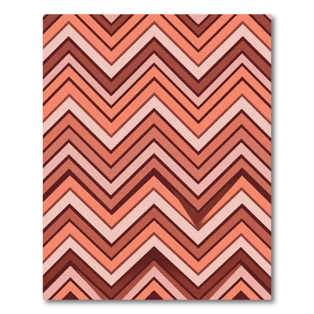 Coral Pink Chevron Stripes Rug