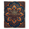 Ornate Amber Blue Lotus Medallion Rug