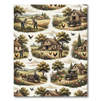 Countryside Village Farm Pastoral Scene Rug