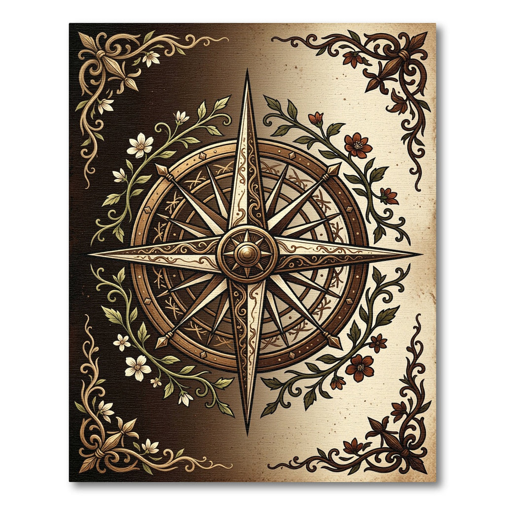 Vintage Floral Compass Medallion Rug
