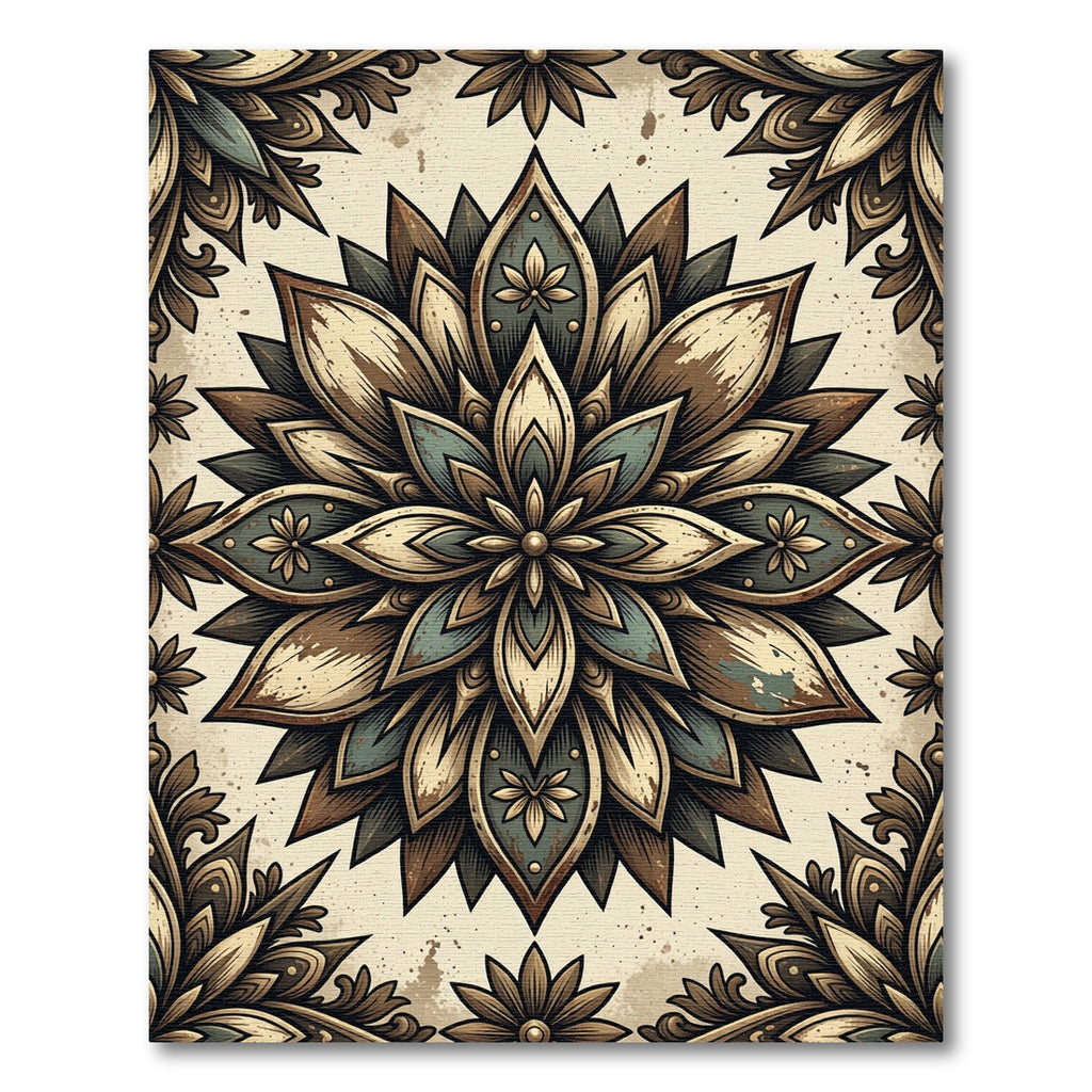 Vintage Earthy Floral Medallion Rug