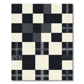 Modern Monochrome Geometric Checkerboard Square Rug