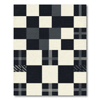Modern Monochrome Geometric Checkerboard Square Rug