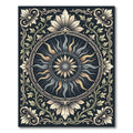 Vintage Celestial Sun Floral Medallion Rug