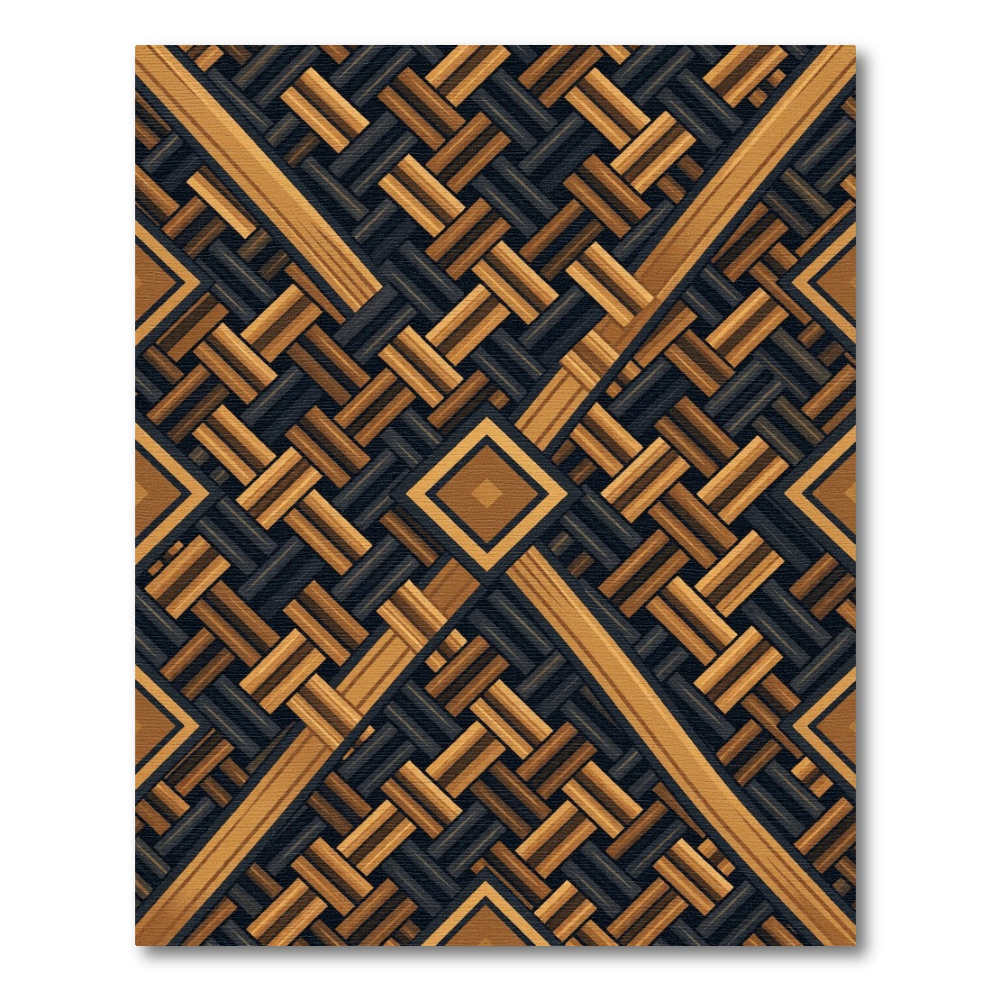 Geometric Weave Amber and Charcoal Rug