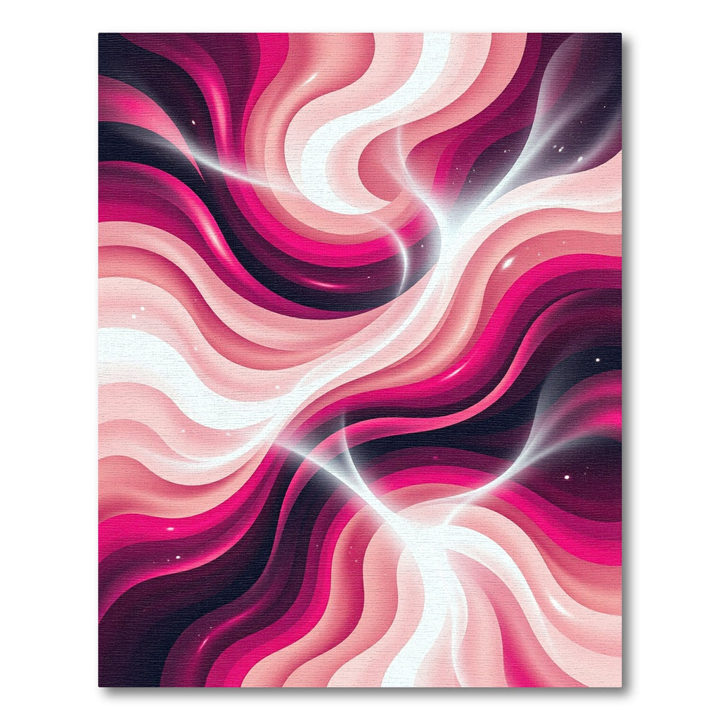 Vibrant Magenta Crimson Abstract Wave Rug