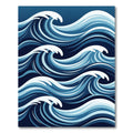 Abstract Navy Blue Rolling Ocean Wave Rug