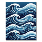 Abstract Navy Blue Rolling Ocean Wave Rug