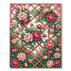 Crimson Pink Peony Trellis Garden Rug