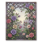 Enchanted Garden Lattice Floral Rose Rug
