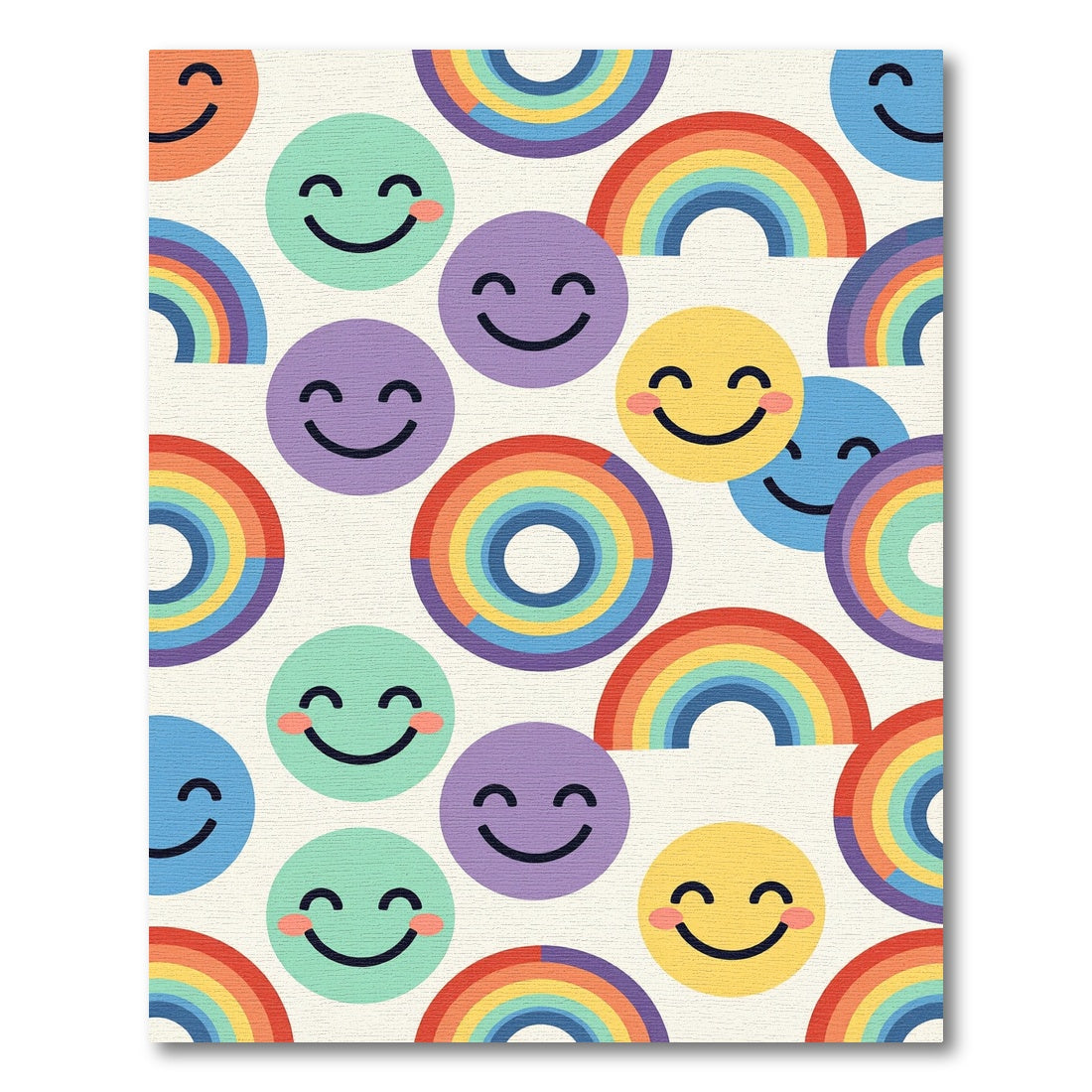 Colorful Retro Rainbow Happy Face Joy Rug