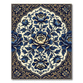 Midnight Blue Floral Medallion Ornate Tapestry Rug