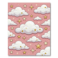 Whimsical Blush Pink Golden Starry Cloud Rug