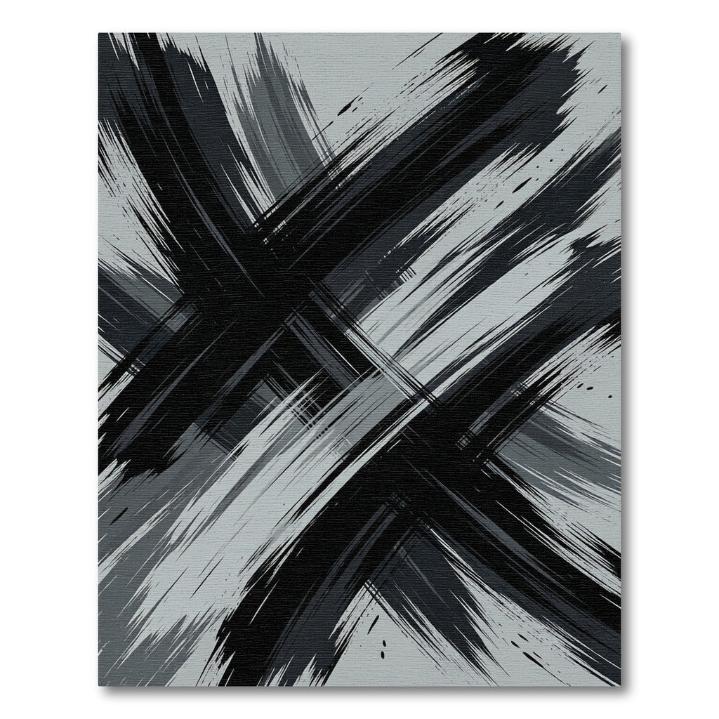 Monochrome Abstract Charcoal Crosshatch Rug