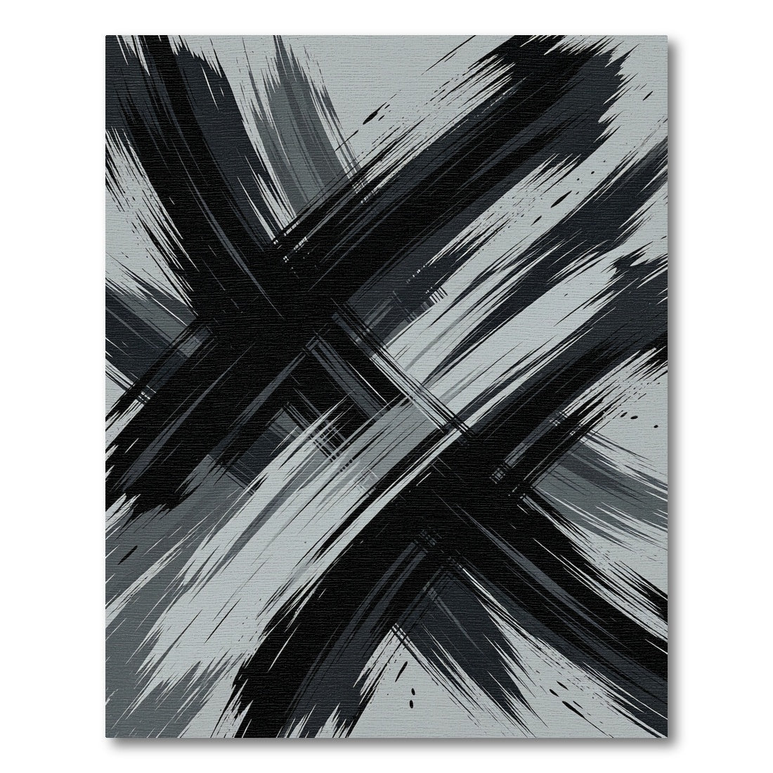 Monochrome Abstract Charcoal Crosshatch Rug