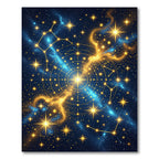 Celestial Golden Starry Midnight Nebula Rug