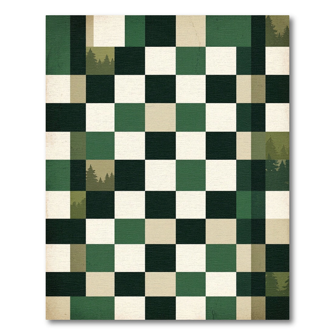 Forest Pine Checkered Geometric Earthy Rug