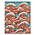 Oceanic Coastal Heart Shells Waves Rug