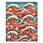 Oceanic Coastal Heart Shells Waves Rug