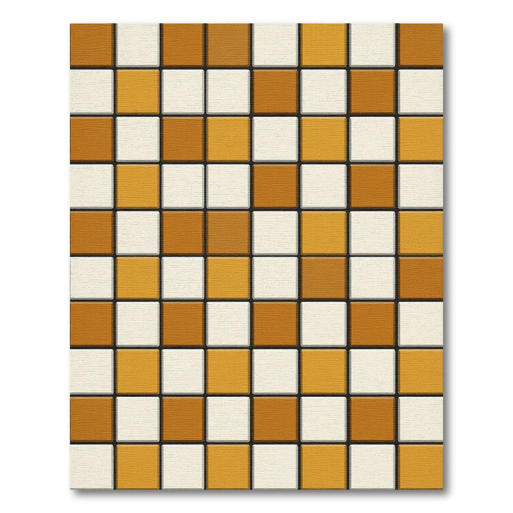 Checkerboard Tan White Squares Rug