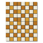 Checkerboard Tan White Squares Rug
