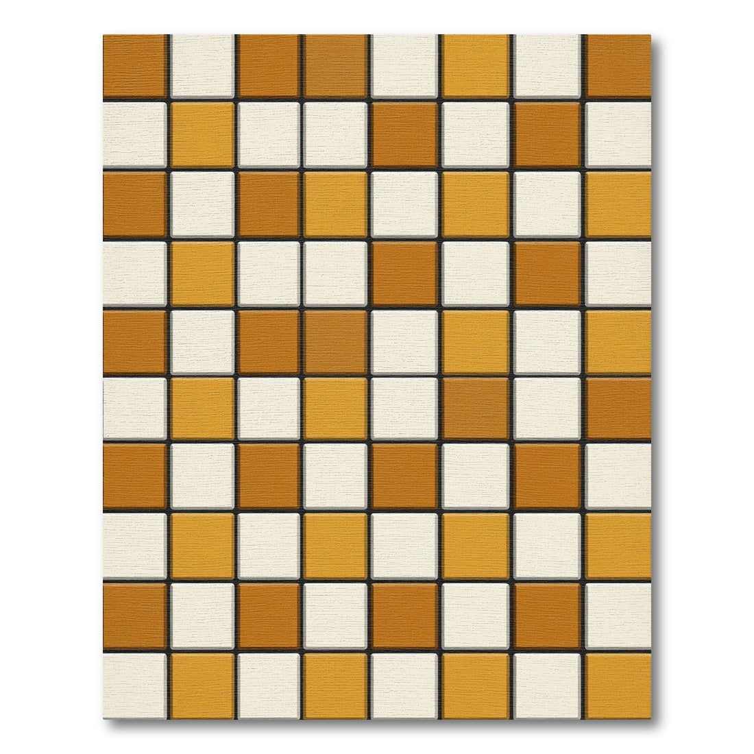 Checkerboard Tan White Squares Rug