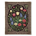 Dark Floral Botanical Garden Medallion Rug