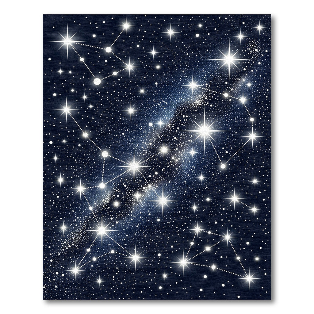 Celestial Navy Blue Shimmering Starry Night Rug