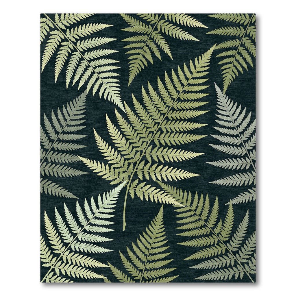 Golden Fern Foliage Dark Background Rug