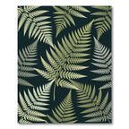 Golden Fern Foliage Dark Background Rug