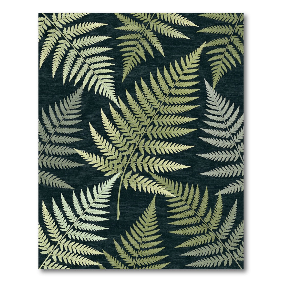 Golden Fern Foliage Dark Background Rug