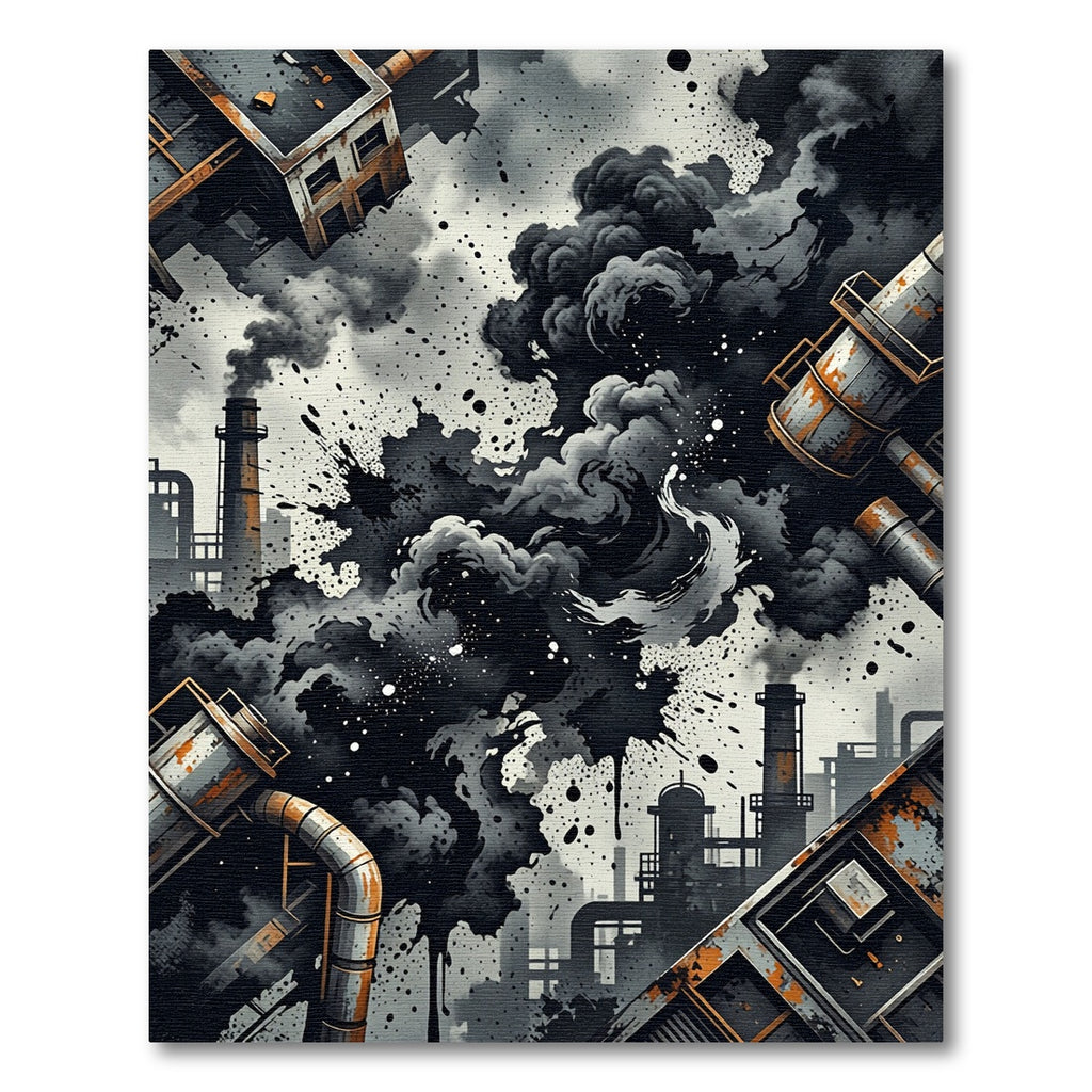 Industrial Smoke Splatter Composition Rug