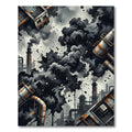 Industrial Smoke Splatter Composition Rug