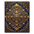 Midnight Navy Golden Baroque Medallion Rug