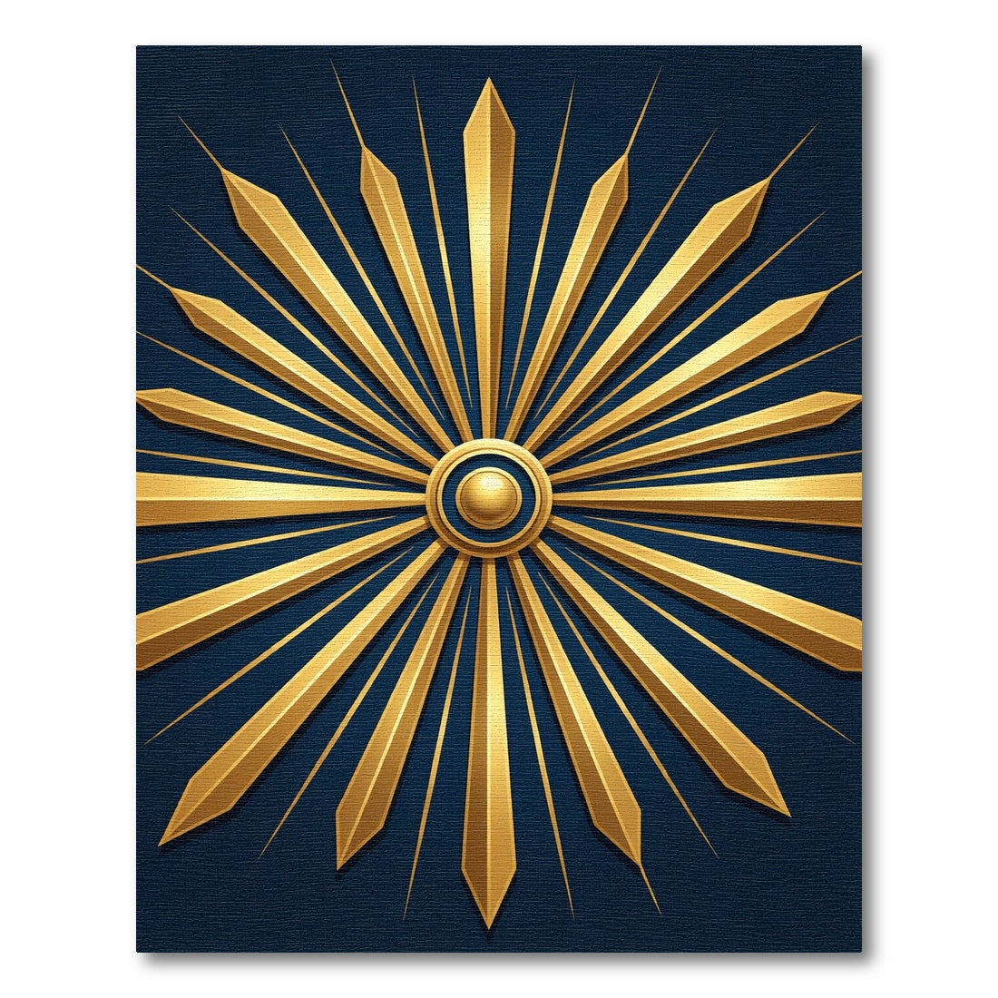 Radiant Gold Sunburst Navy Medallion Rug