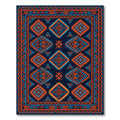 Vibrant Electric Blue Orange Geo Diamond Rug