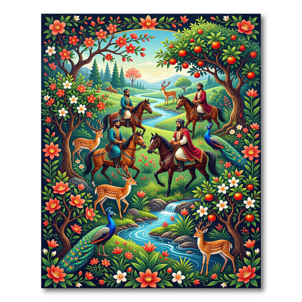 Ornate Floral Garden Scene With Peacocks Rug