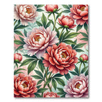 Elegant Pink Peonies Floral Garden Rug