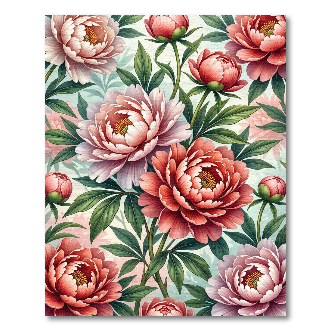 Elegant Pink Peonies Floral Garden Rug