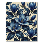 Stunning Midnight Blue Magnolia Blossom Rug