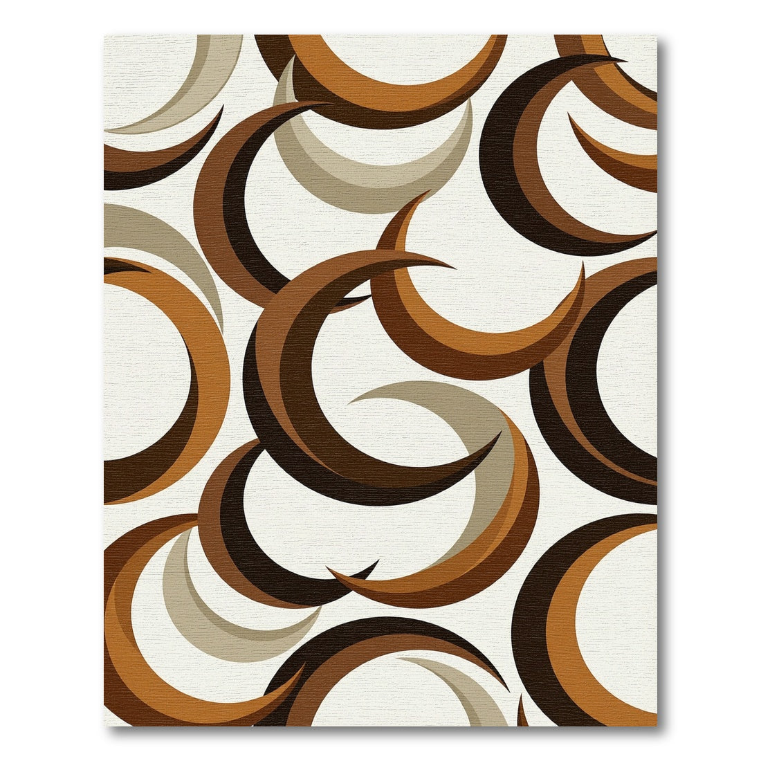Retro Earth Tone Crescent Moon Abstract Rug