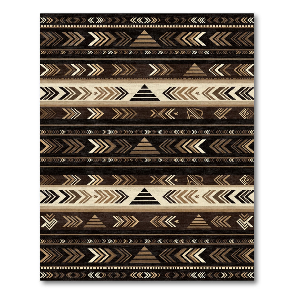 Brown Earthy Tribal Geometric Arrows Rug
