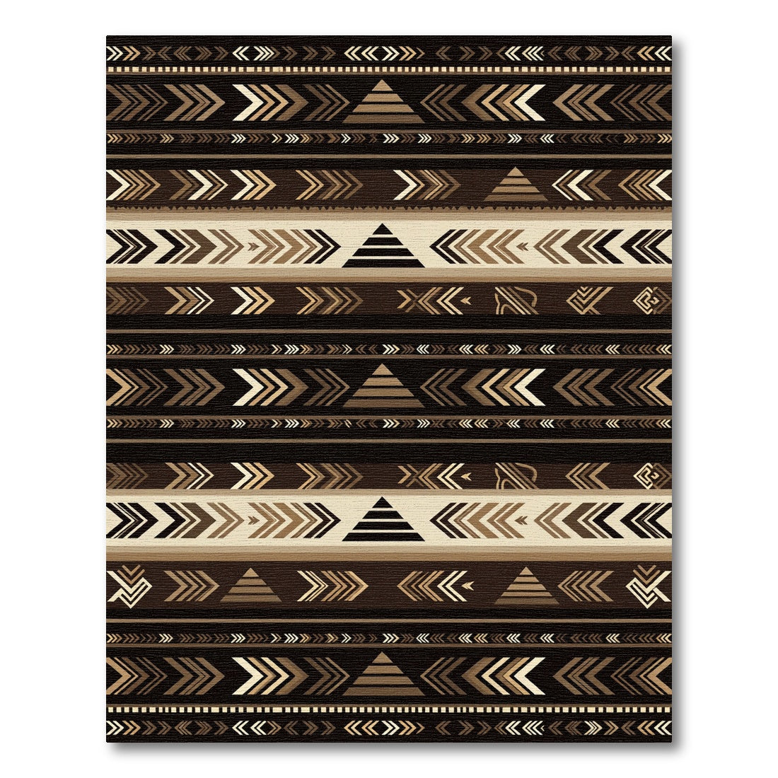 Brown Earthy Tribal Geometric Arrows Rug