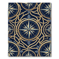 Nautical Compass Blue Gold Rope Rug