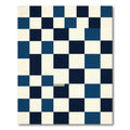 Navy Blue White Checkerboard Squares Rug