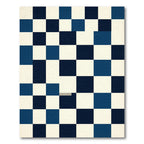 Navy Blue White Checkerboard Squares Rug