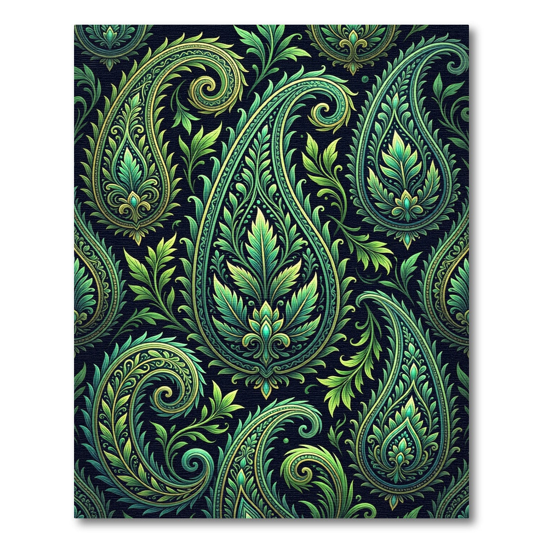 Emerald Green Intricate Paisley Floral Rug